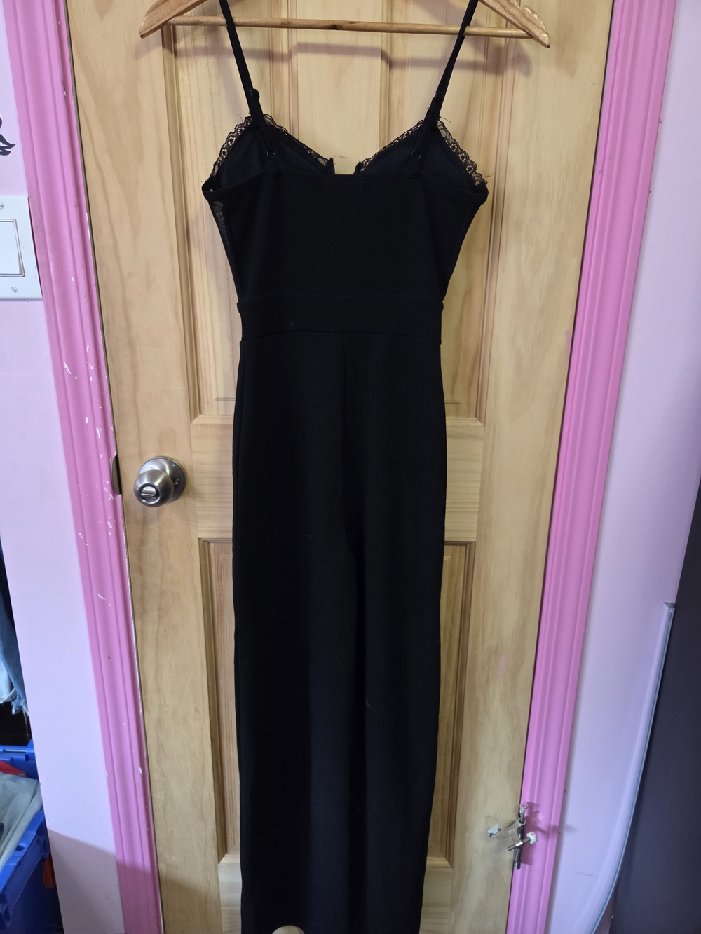 Elegant Black Lace-Trim Jumpsuit Wideleg
